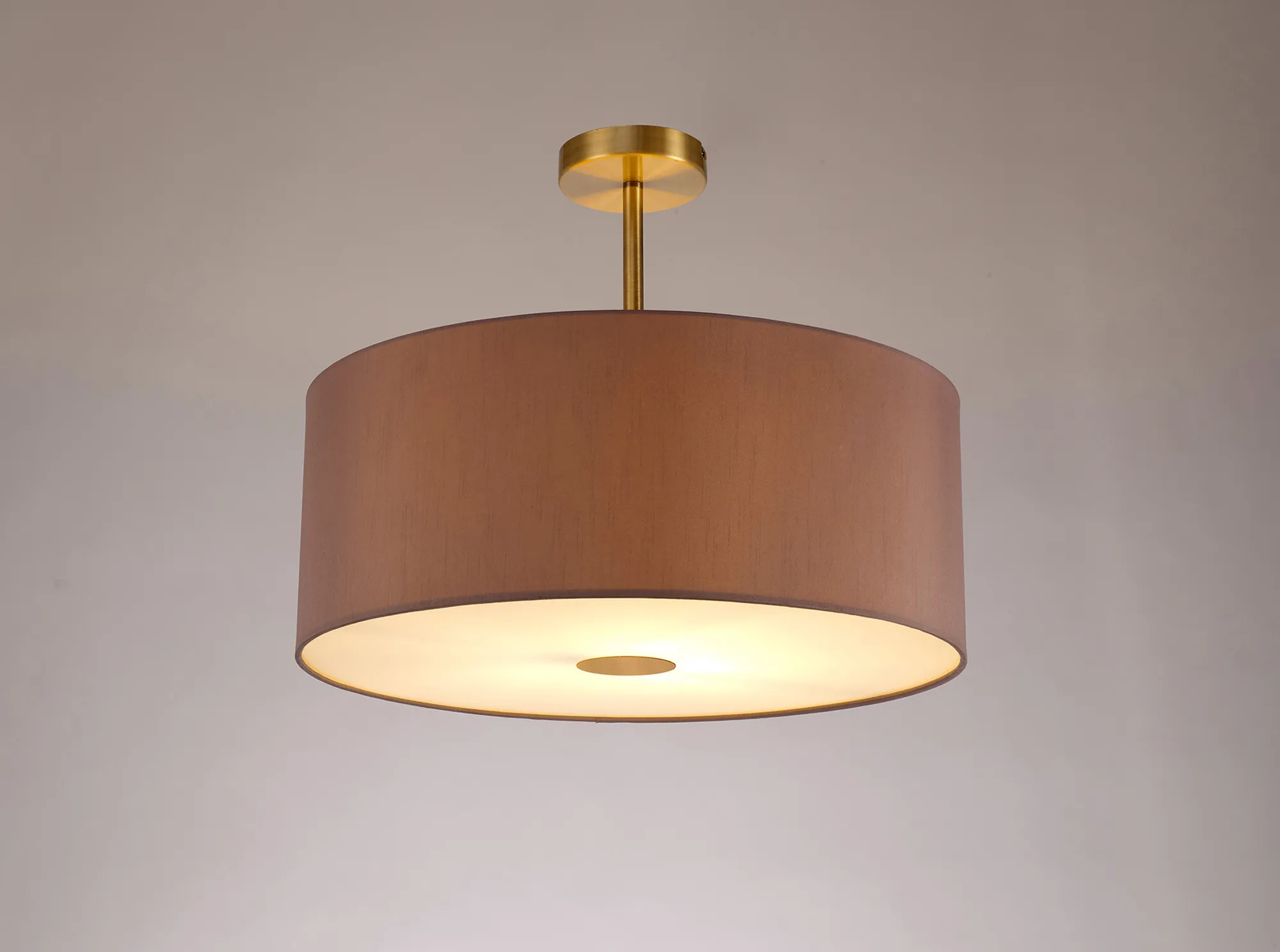 Baymont 50cm Semi Flush 1 Light Antique Brass, Taupe/Halo Gold, Frosted Diffuser DK0185  Deco Baymont AB TA